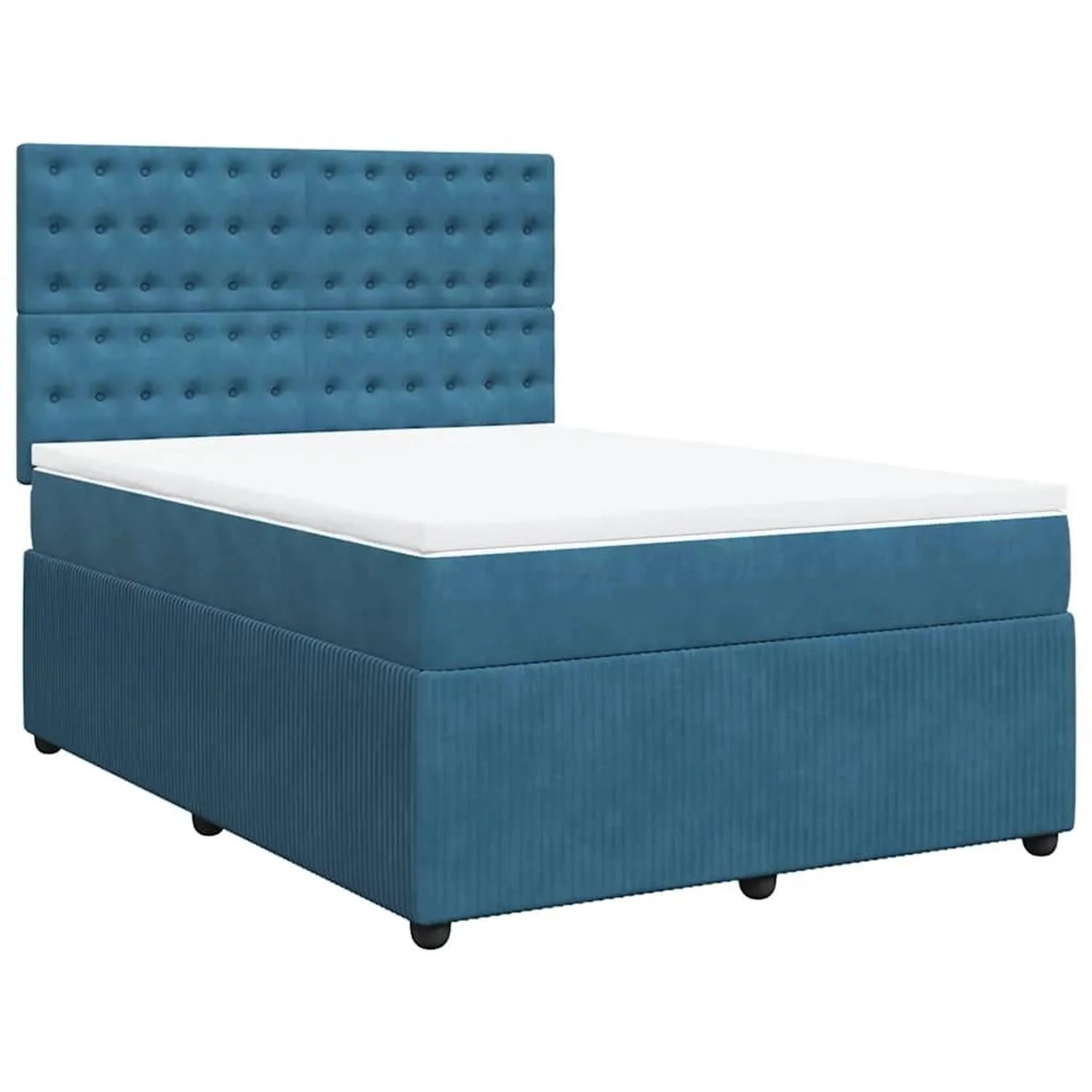 vidaXL Boxspringbett mit Matratze Blau 140x190 cm Samt 3294650 günstig online kaufen