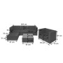 MCW Poly-Rattan-Garnitur Busto Schwarz: Ecksofa, Sessel, Couchtisch mit Maßen. Gartenmöbel Lounge-Set.