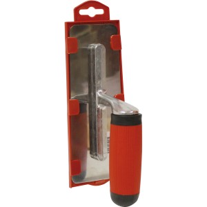 id Edelstahlkelle zum Spachteln und Glätten, mit rotem Griff.