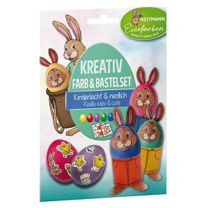 Brauns-Heitmann Kreativset zum Ostereier färben und Basteln mit Farben, Stickern, Hasenohren und Eierbechern.