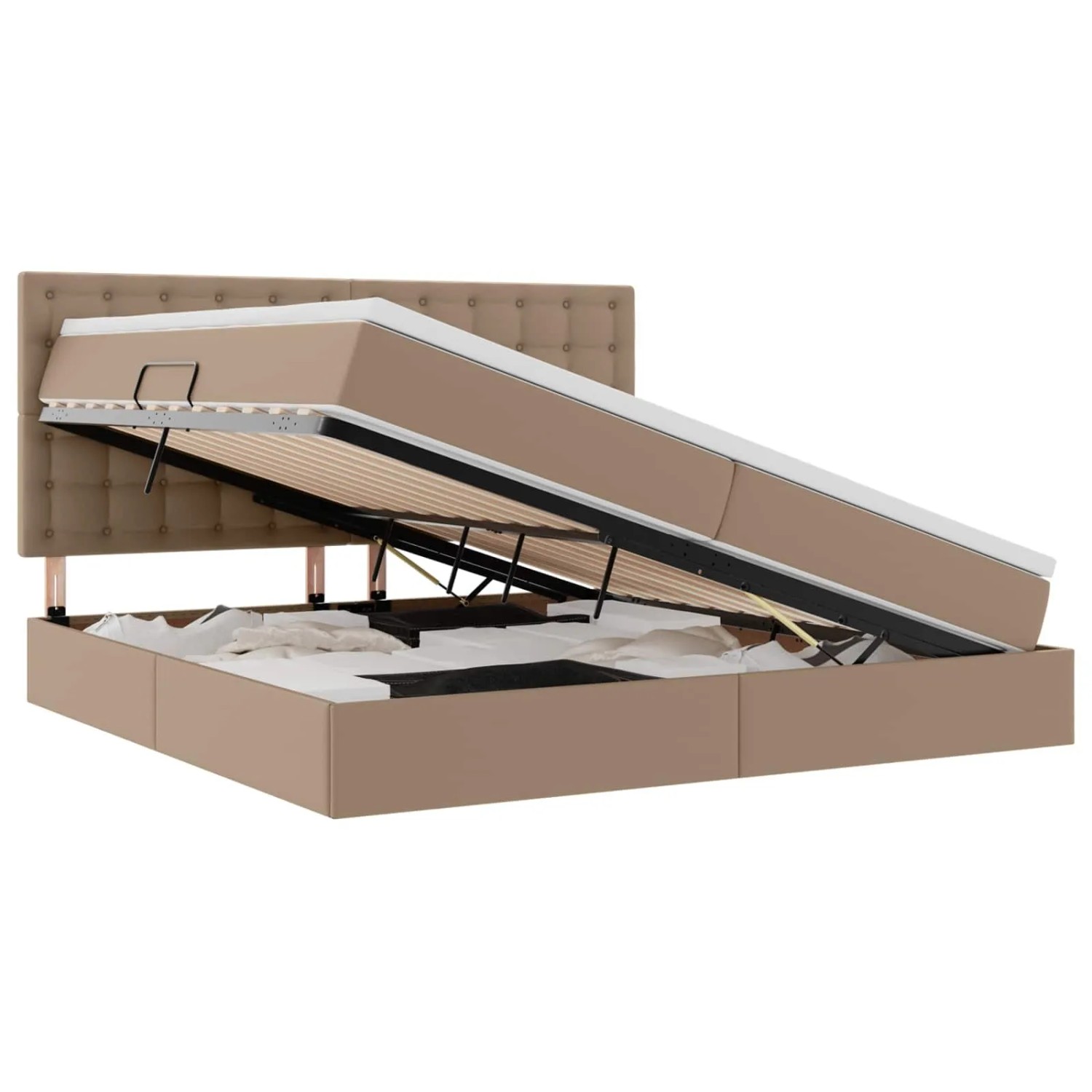 vidaXL Aufbewahrungsbett Cappuccino 200 x 200 cm Kunstleder 3371684