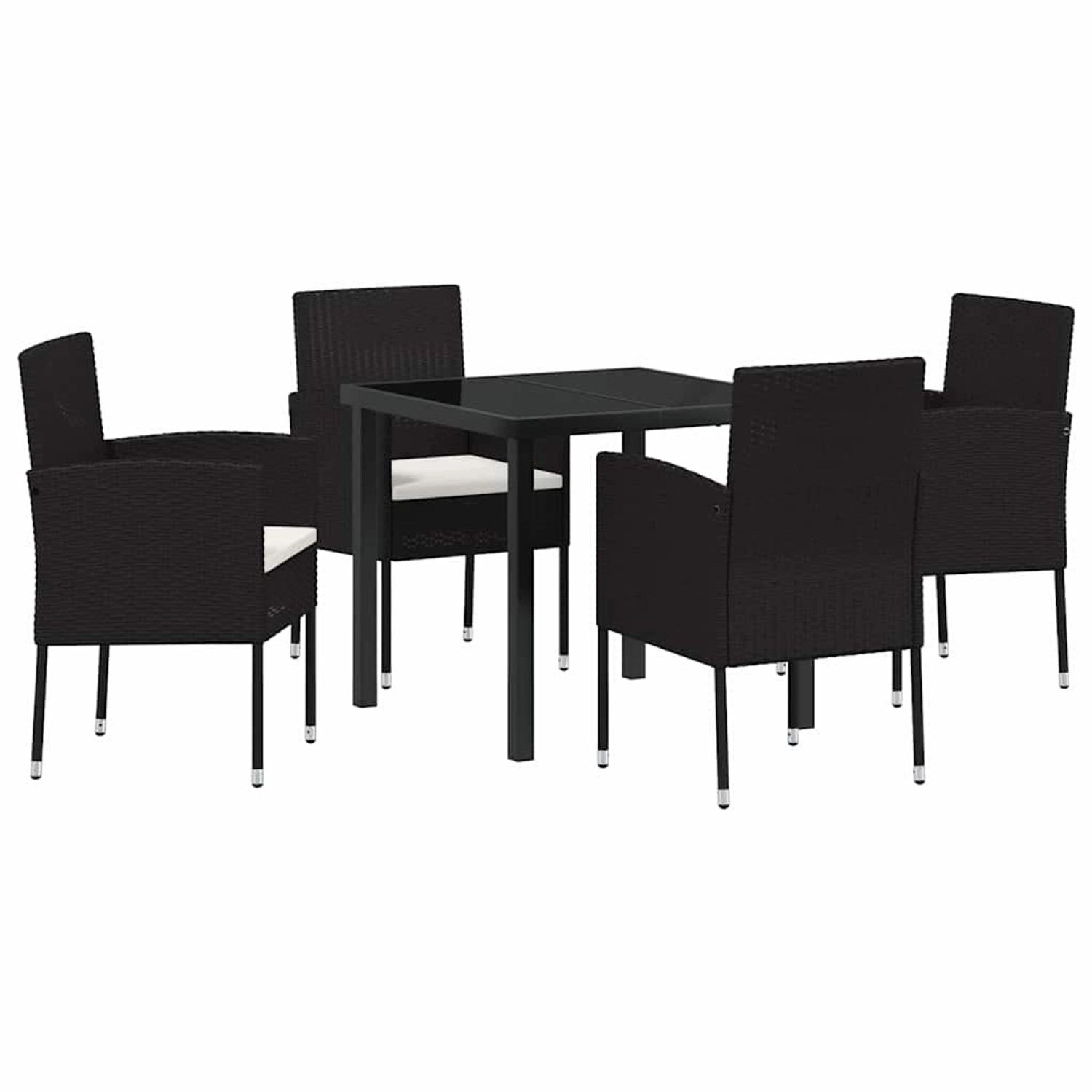 vidaXL 5-Teiliges Garten-Essstuhl-Set mit Kissen Schwarz Poly Rattan 337992 günstig online kaufen