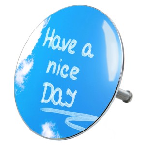 Sanilo Badewannenstöpsel mit blauem Himmel und "Have a nice Day" Schriftzug.