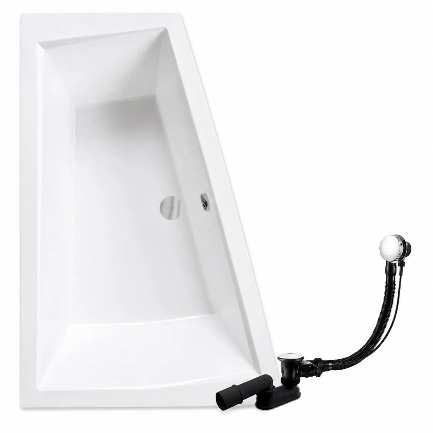 KOLMAN Eckbadewanne 180 x 125 cm Links mit 2 2 Kopfstützen KODI inkl. Ablauf und Füße