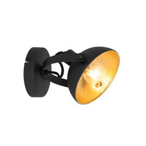 Verstellbare, industrielle Deckenleuchte Magnax in Schwarz/Gold, 15 cm. Spot für Küche, Wohnzimmer & Büro.