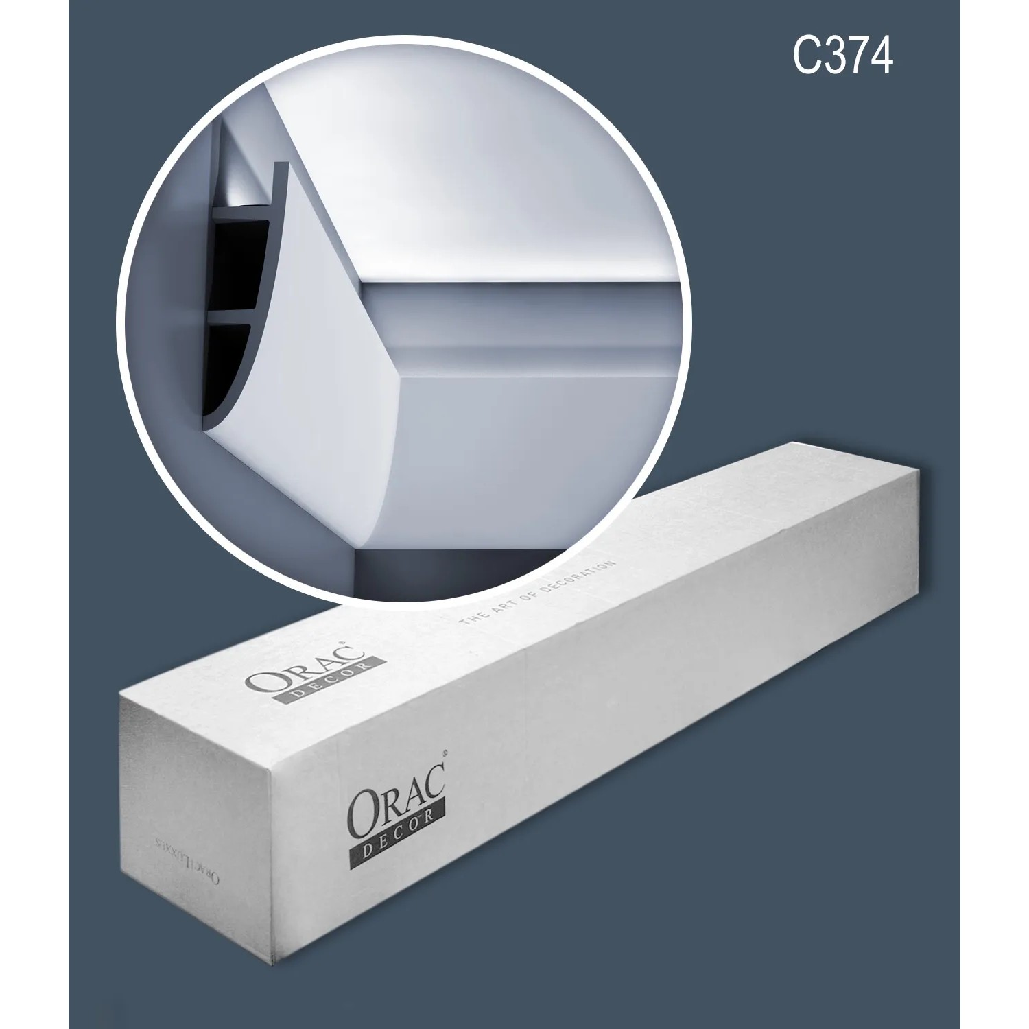 ORAC DECOR C374 LUXXUS Zierleisten Set, 8 weiße Stuckleisten (16m) im Karton, für indirekte Beleuchtung.