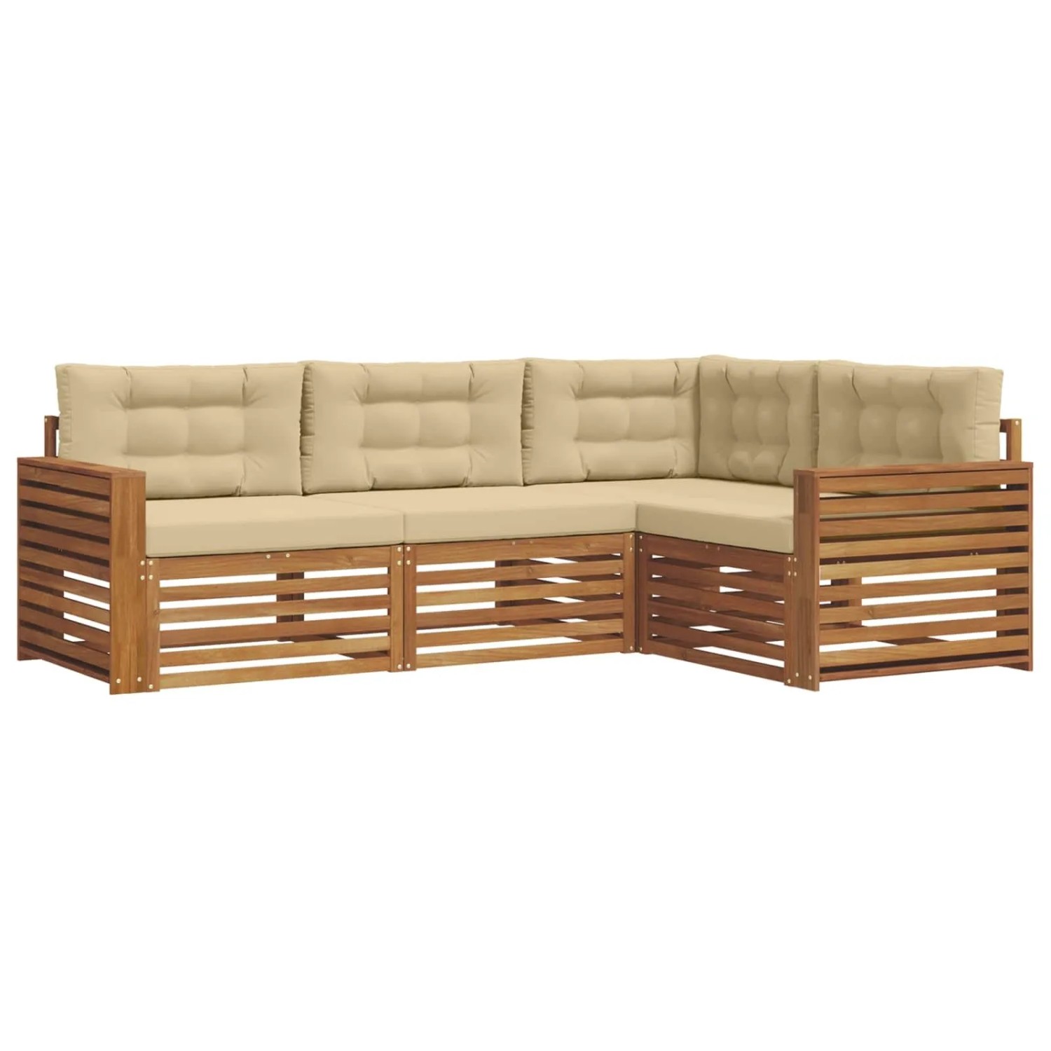 vidaXL Outdoor-Sofagarnitur mit Kissen 4-Tlg Natur und Beige 3373388