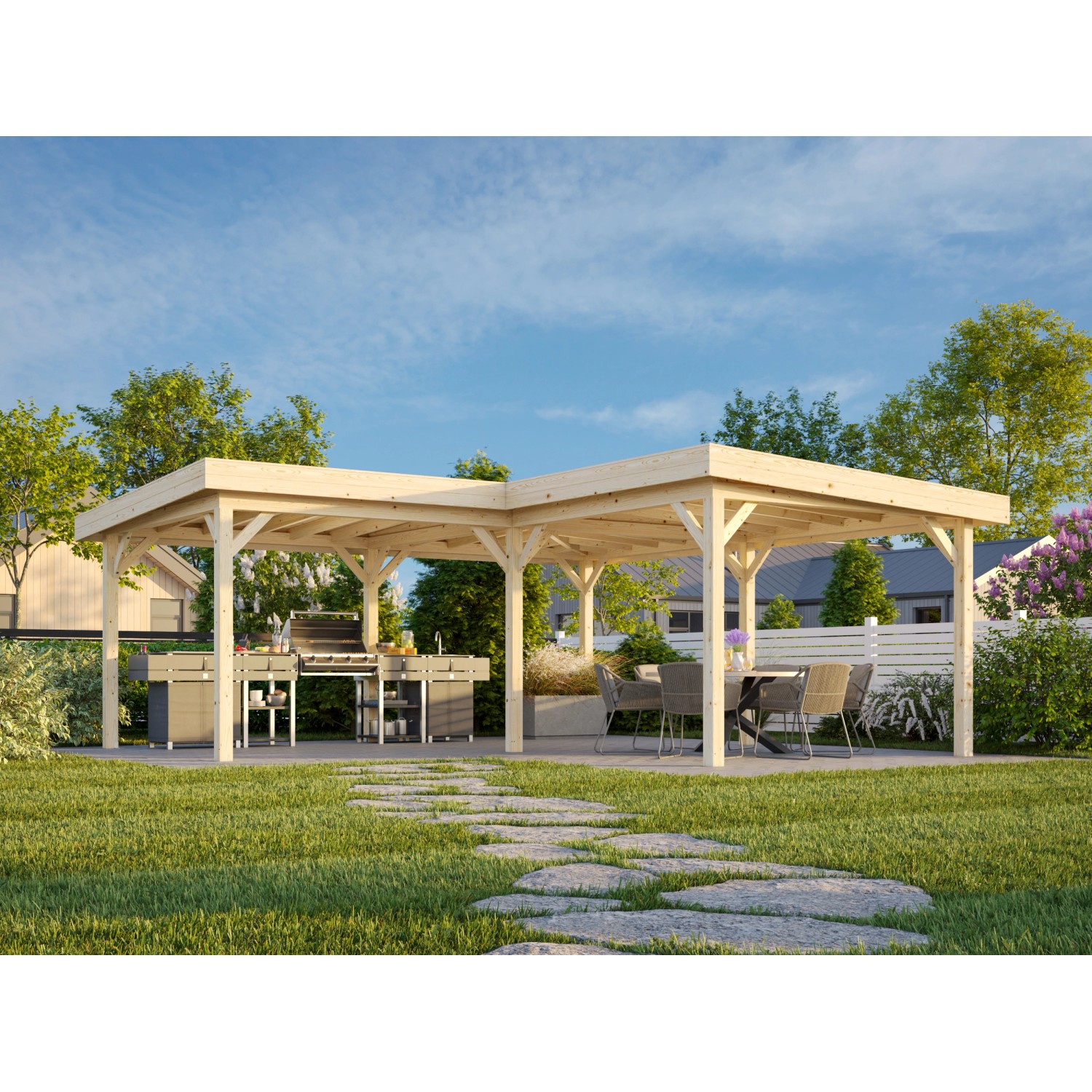 Palmako Pavillon Lenna 588 x 588 cm Lackiert Weiß FSC® günstig online kaufen