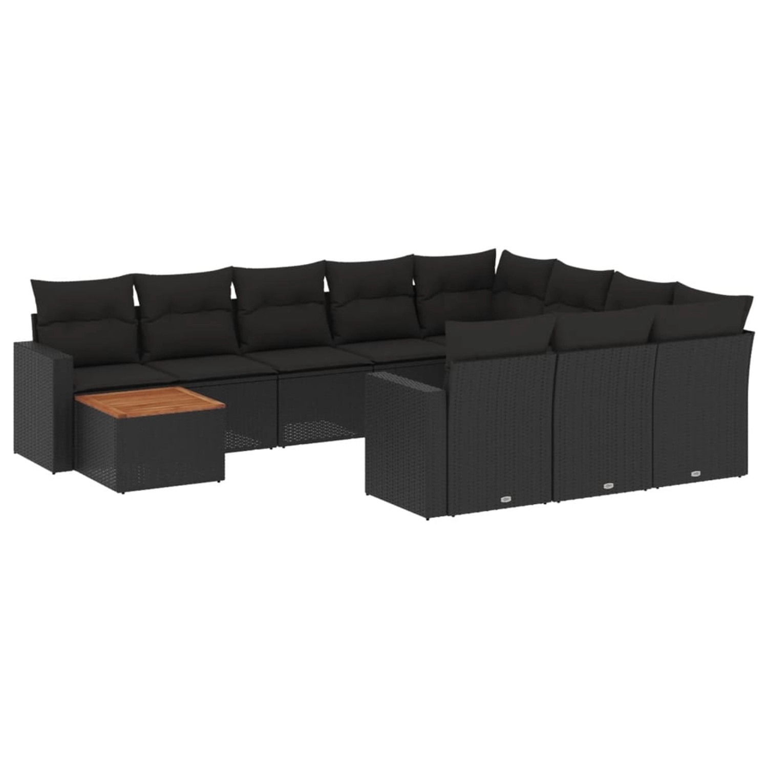 vidaXL 11-Tlg Garten-Sofagarnitur mit Kissen Schwarz Poly Rattan 3256636 günstig online kaufen