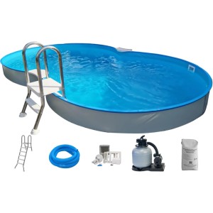 Summer Fun Stahlwandpool Calypso Achtform mit Leiter, Sandfilteranlage und Zubehör.