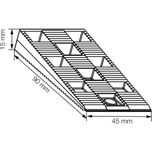 Braune Keile (16 Stk.) 90x45x15mm für Fenster-Zubehör, mit Sägezahnprofil für sicheren Halt.