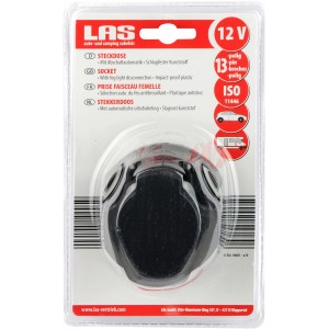 LAS 13-polige Steckdose für PKW-Anhänger, schwarzer Kunststoff, zur Stromversorgung mit Abschaltautomatik.