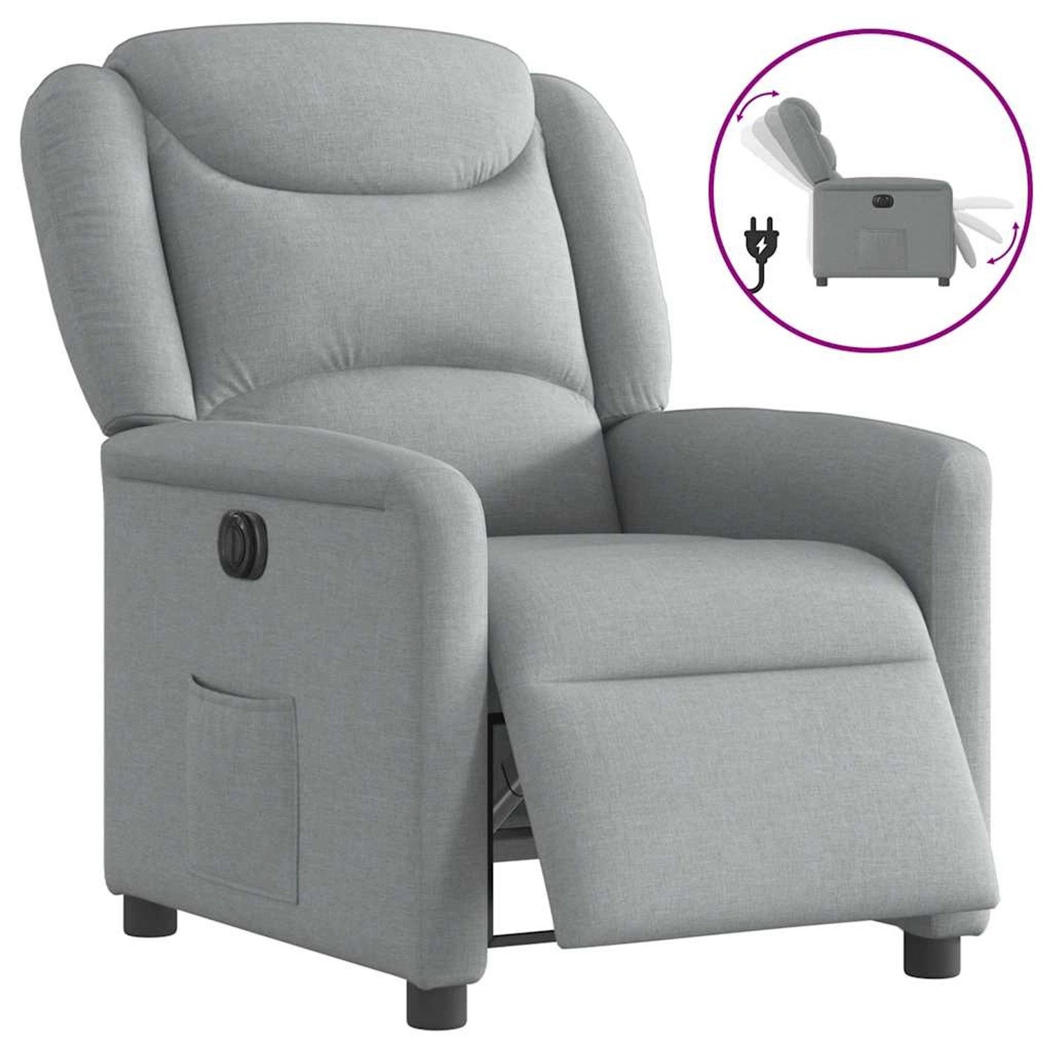 vidaXL Relaxsessel Elektrisch Hellgrau Stoff 3303174 günstig online kaufen