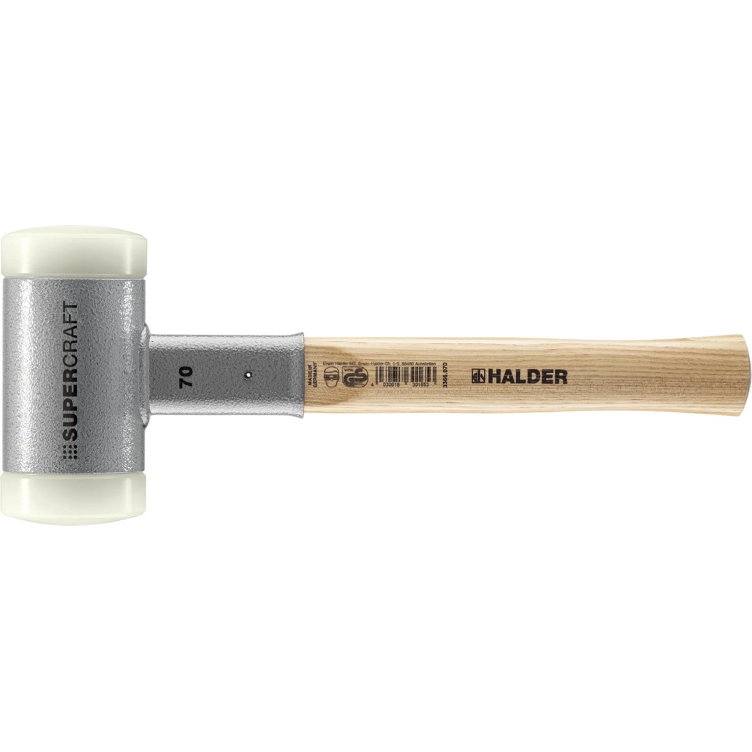 Osca 075H GR1000 Aluminium Hammer 1000g Mit Hickorystiel - Zylindrisch Für Ausbeularbeiten