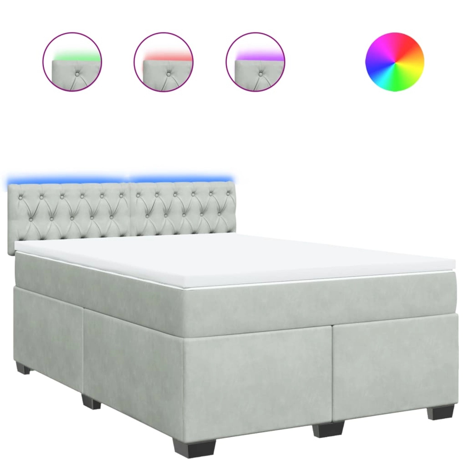 vidaXL Boxspringbett mit Matratze Hellgrau 160x200 cm Samt 3288660 günstig online kaufen