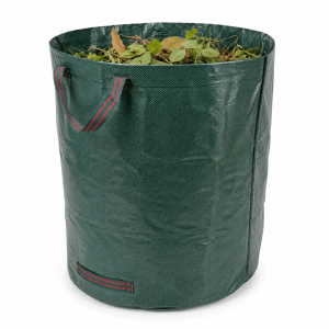 Grüner, robuster Gartenabfallsack 272 L, gefüllt mit Laub. Ideal für Gartenabfälle und Rasenschnitt.