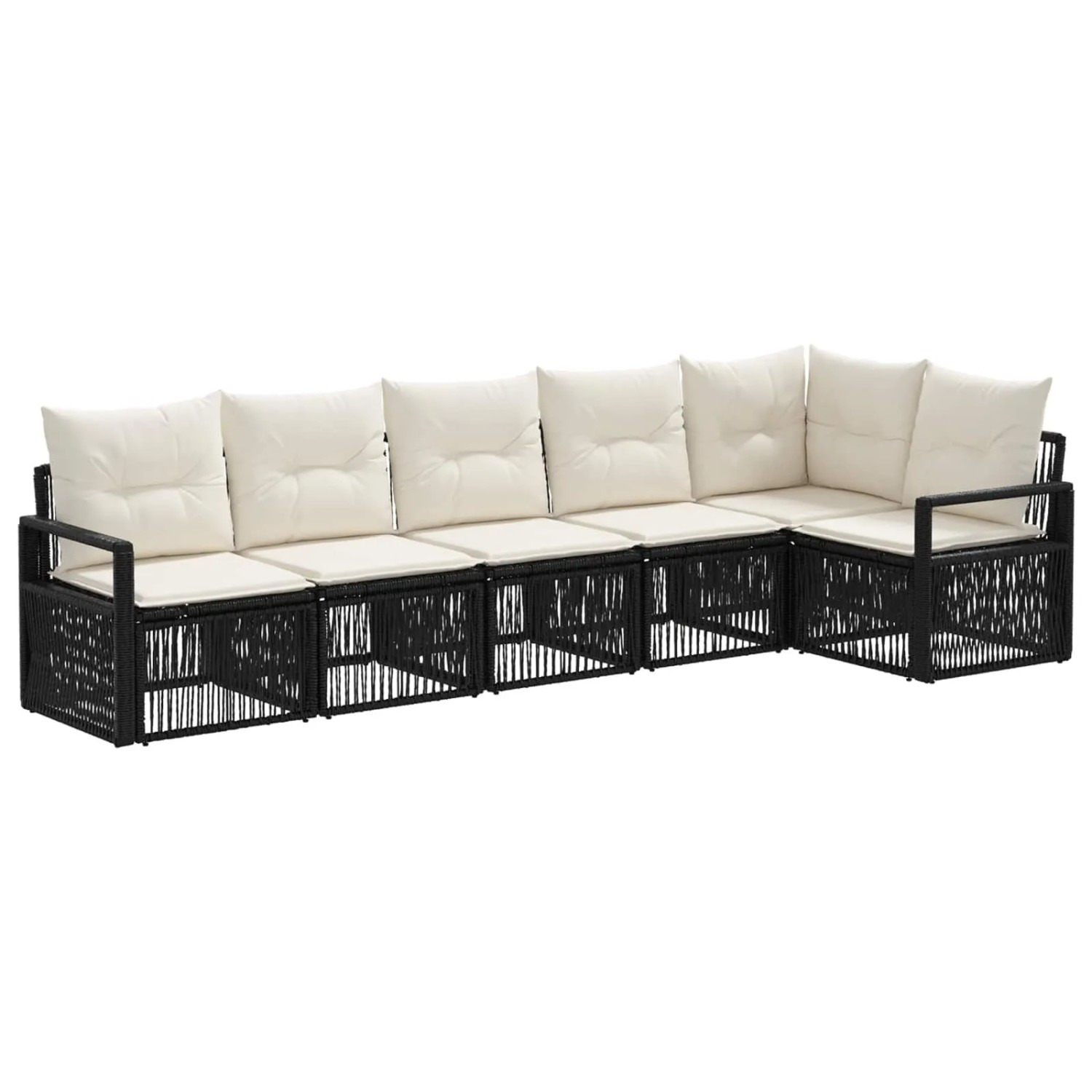 vidaXL Gartensofa-Set 6-Tlg Schwarz Poly-Rattan 3435715