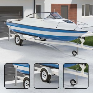 Wiltec Stützrad Set für Anhänger: Bootstrailer mit Stützrad, Unterlegkeil & Abstellstützen vor Garage. 10-teiliges Zubehör.