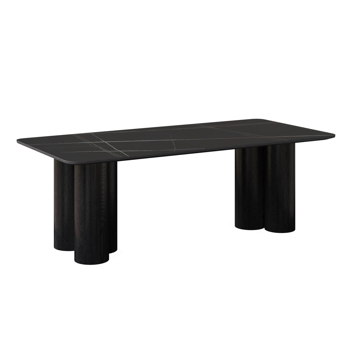 Bessagi Home Esstisch Kiano Holz/Keramik Schwarz ca. 220x105x76 cm