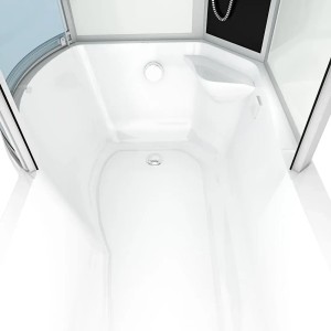 Innenansicht der AcquaVapore Kombi-Badewanne mit Dusche 100x170. Weiße Acrylwanne mit Duschabtrennung.