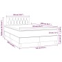 vidaXL Boxspringbett Creme 120x200 cm mit Matratze und Kopfteil, Maße dargestellt.