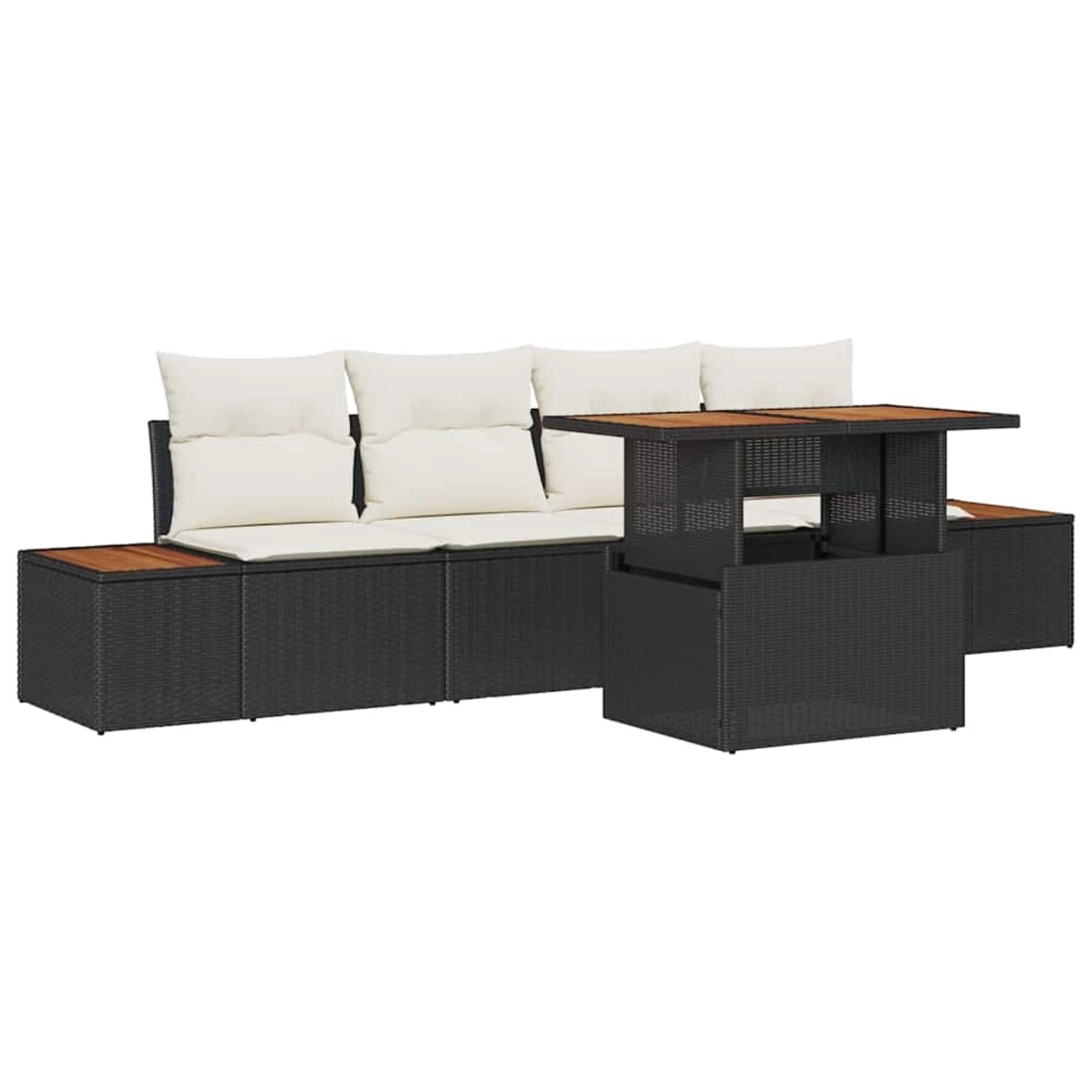 vidaXL Garten-Sofa-Set mit Speicher 5-Tlg Schwarz Poly Rattan 3358756 günstig online kaufen