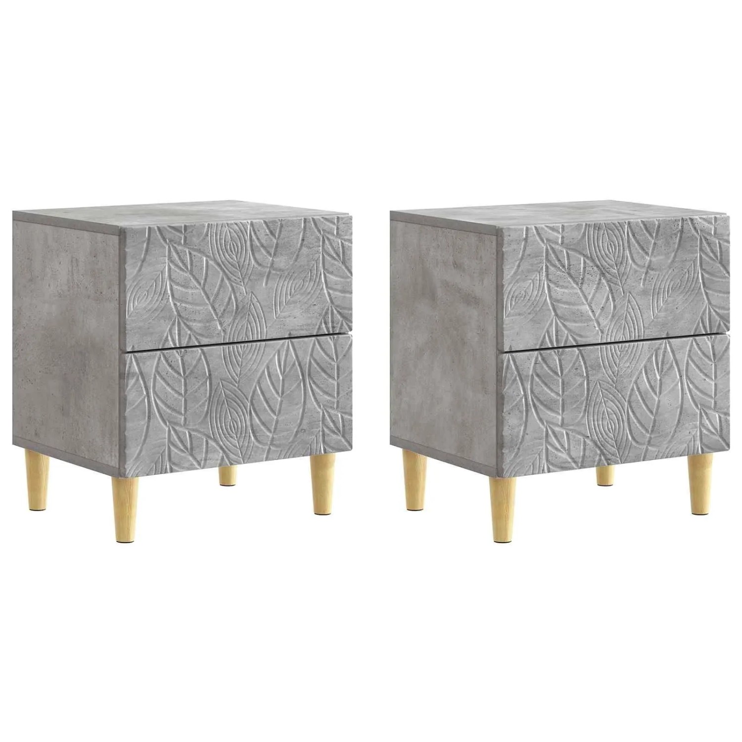 vidaXL Nachttisch 2 Stk Betongrau 43 x 34,5 x 48 cm Holzwerkstoff 894992