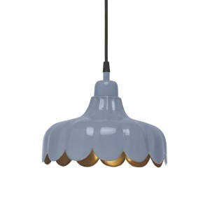 Graue PR Home Wells Pendelleuchte mit goldfarbener Innenseite. Dekorative Lampe für Wohnräume.