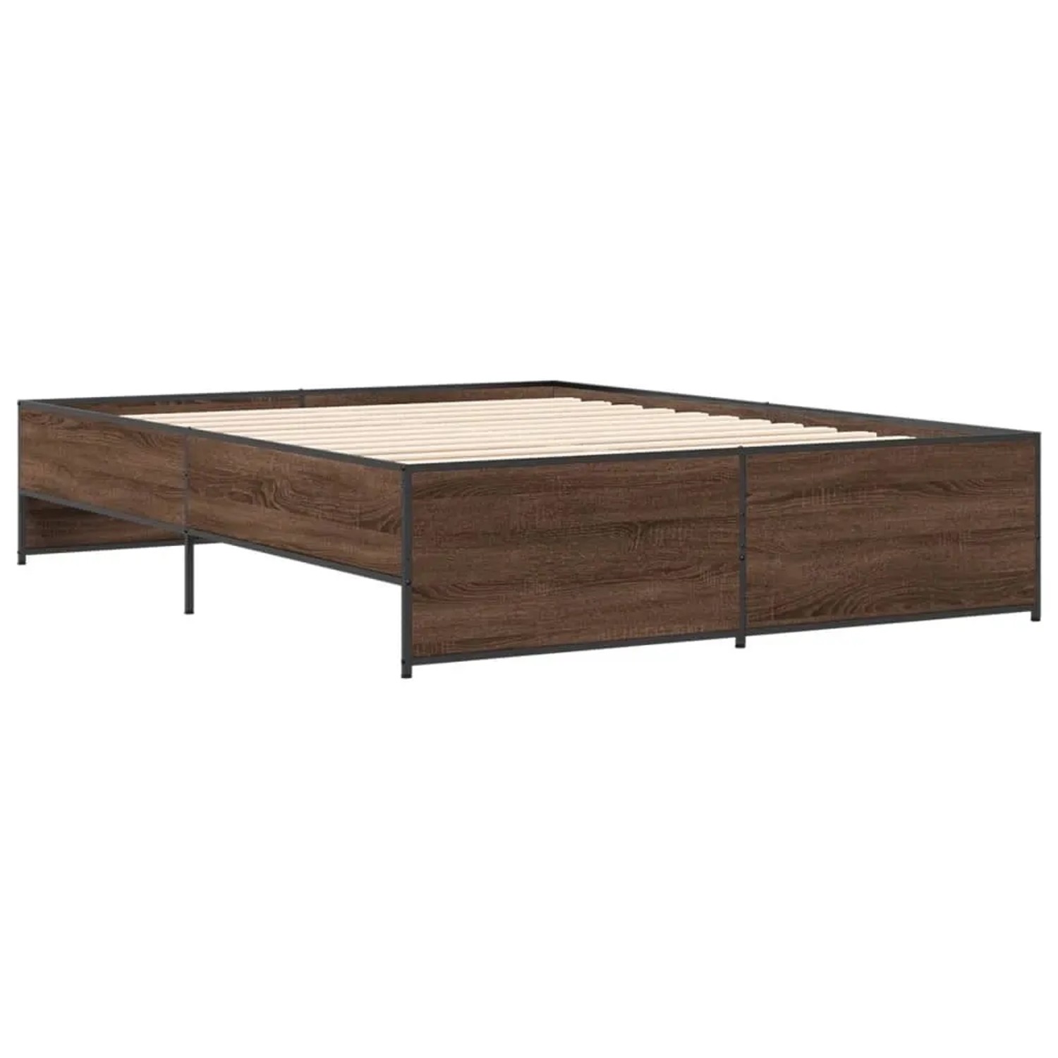 vidaXL Bettgestell Braun Eichen-Optik 140x200 cm Holzwerkstoff Metall 32798 günstig online kaufen