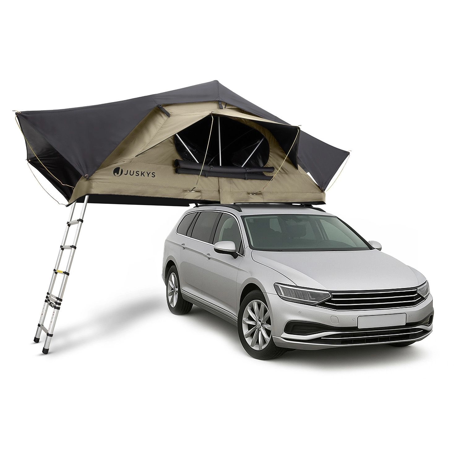 Juskys Autodachzelt Lago 140 x 240 cm Schwarz Khaki