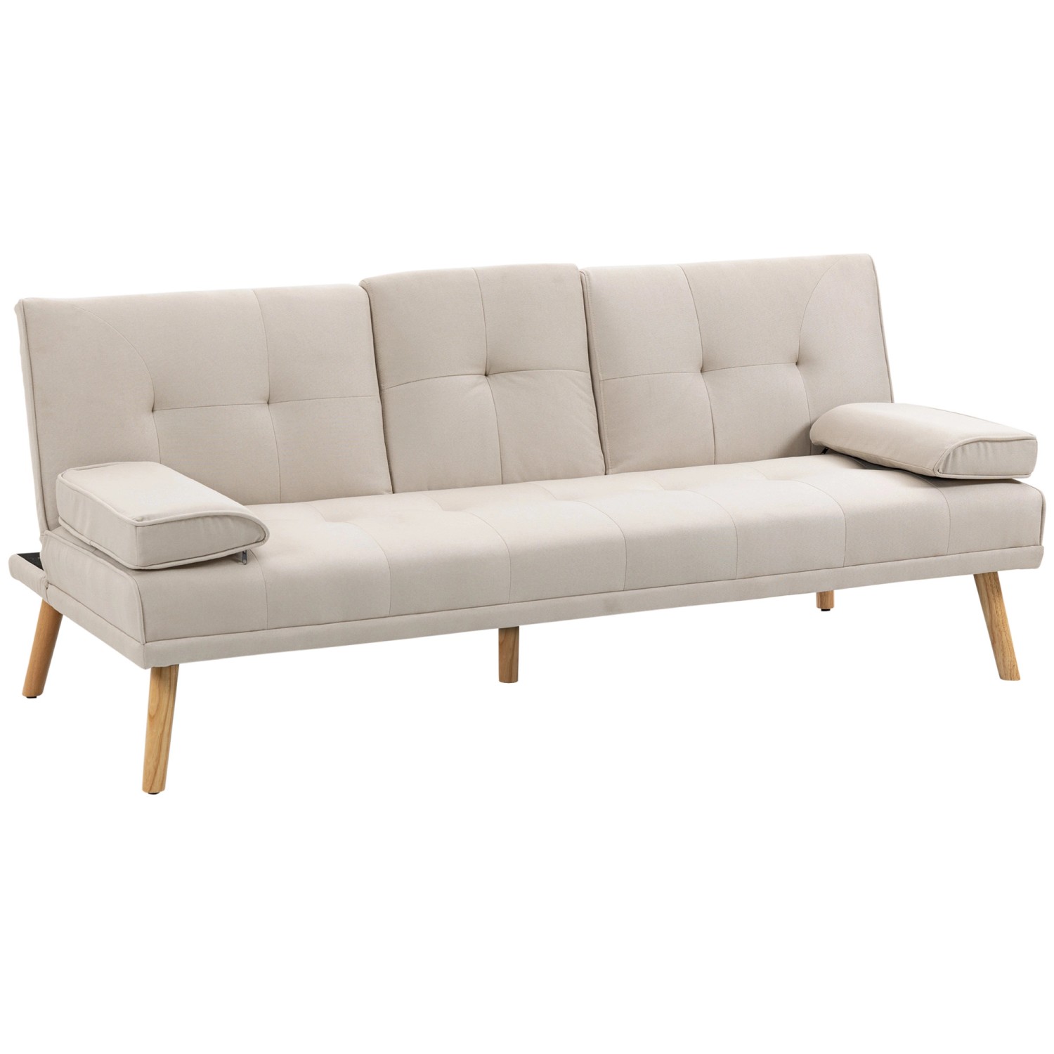 HOMCOM 3-Sitzer-Sofa mit Klappbarem Tisch