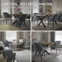 6er Set ML-Design Polsterstühle aus anthrazitfarbenem Samt mit Armlehnen und schwarzen Metallbeinen, vielseitig als Esszimmerstühle.