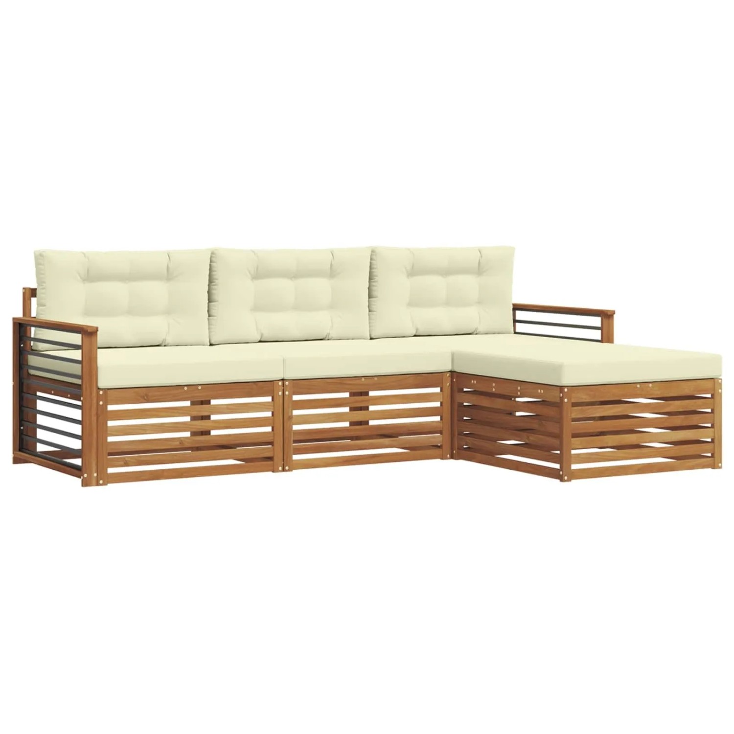 vidaXL Outdoor-Sofagarnitur mit Kissen 4-Tlg Natur und Creme 3373270