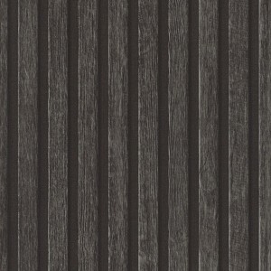 Bricoflor Akustikpaneele Tapete in Schwarz-Anthrazit mit Holzoptik für Wohnzimmer und Küche.