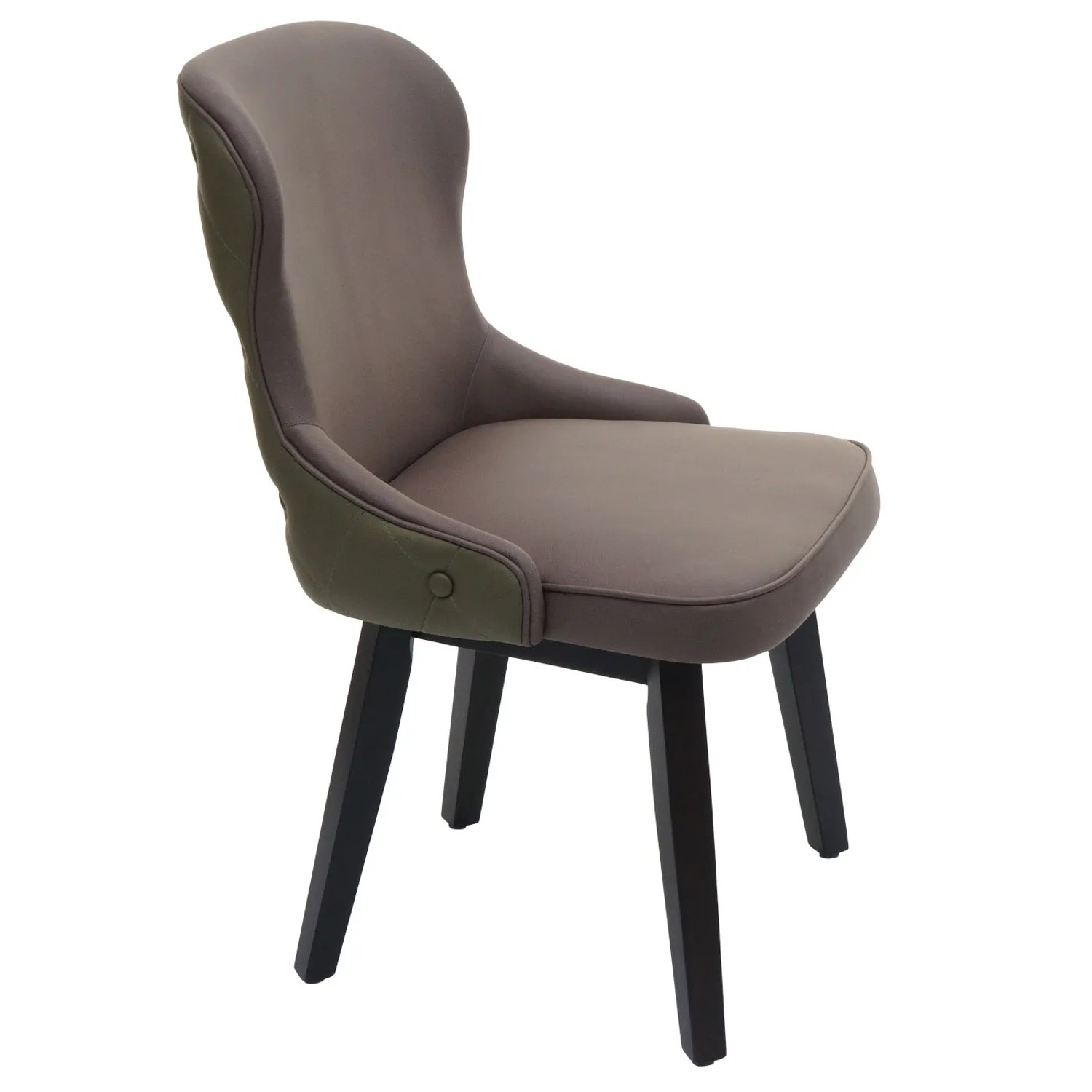 MCW Polsterstuhl M60 im 6er-Set, dunkelgrün-grau, mit Holzgestell für Esszimmer.