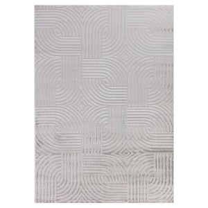 Ayyildiz Kurzflorteppich Sahara 1112, silberfarben, 160x230 cm mit geometrischem Muster.