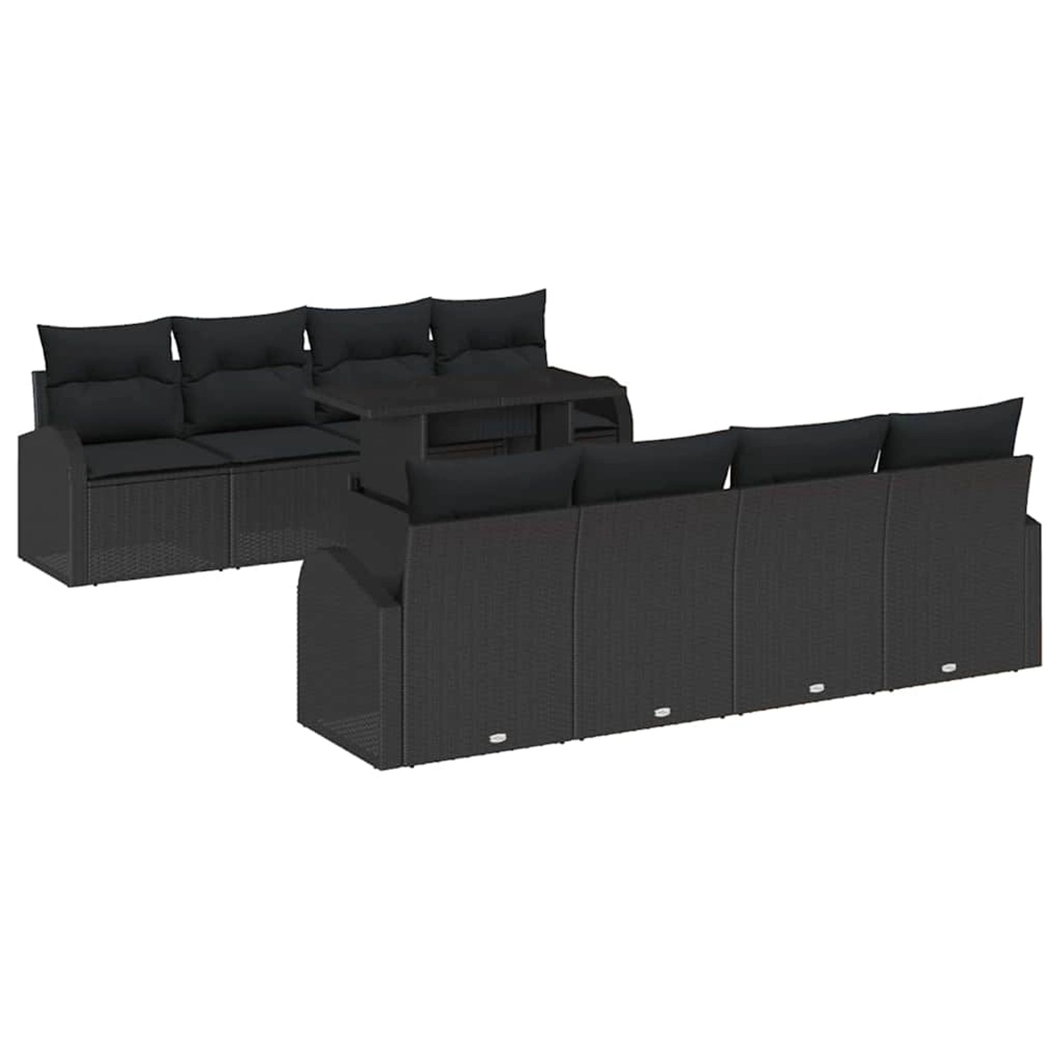 vidaXL Garten-Sofa-Set mit Kissen 7-Tlg Schwarz Poly Rattan 3348609 günstig online kaufen