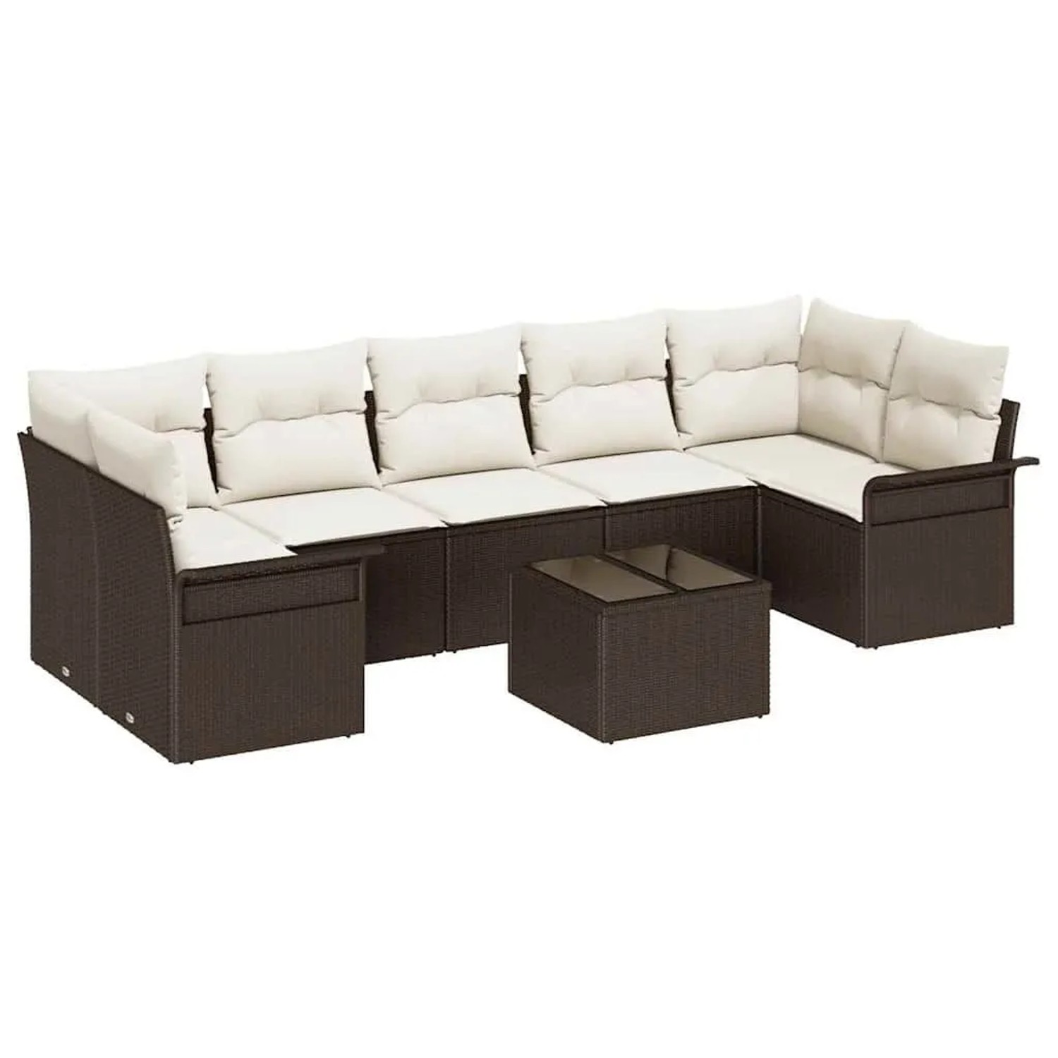 vidaXL Gartensofa-set mit Kissen 8-Tlg Braun und Creme Poly-Rattan 3353947 günstig online kaufen