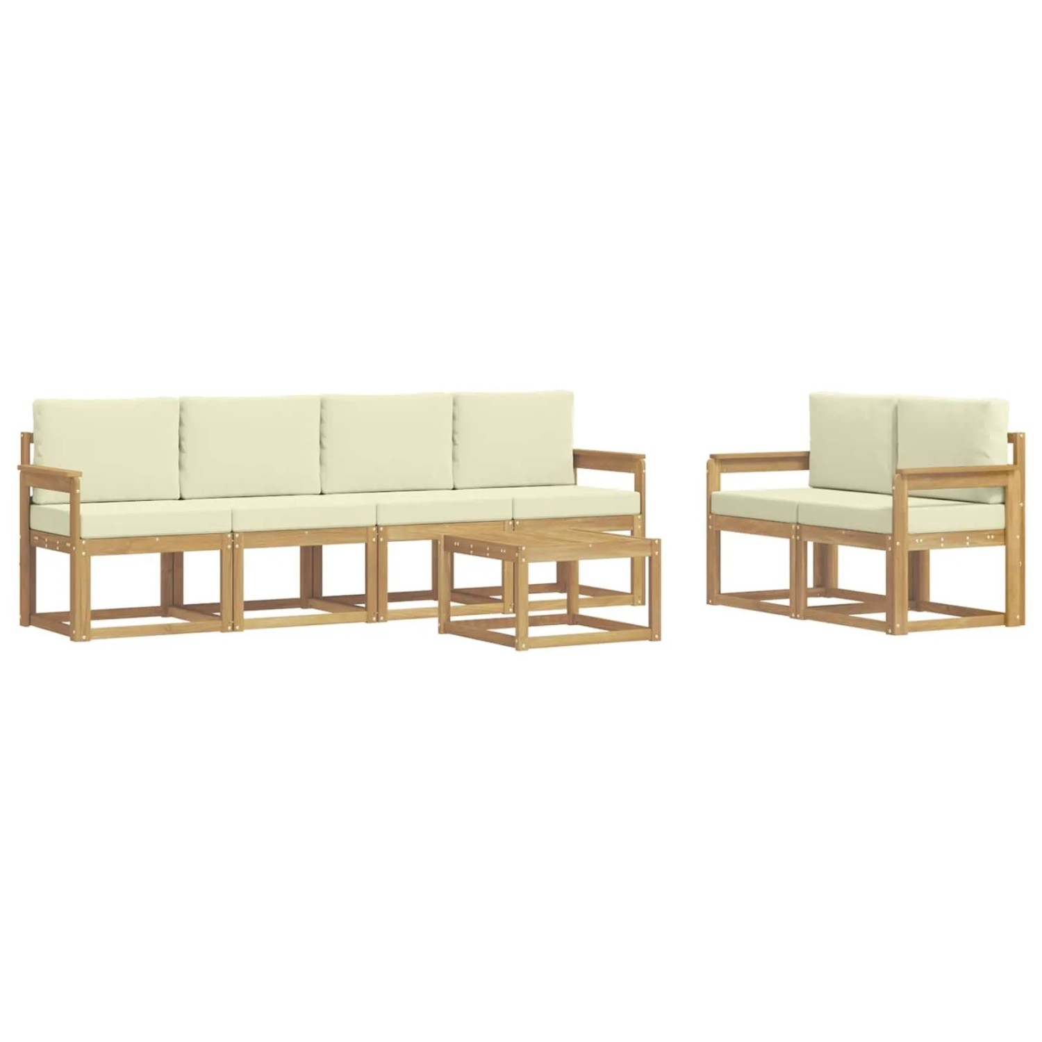 vidaXL Outdoor-Sofagarnitur mit Kissen 7 Stk Weiß und Creme 3387269