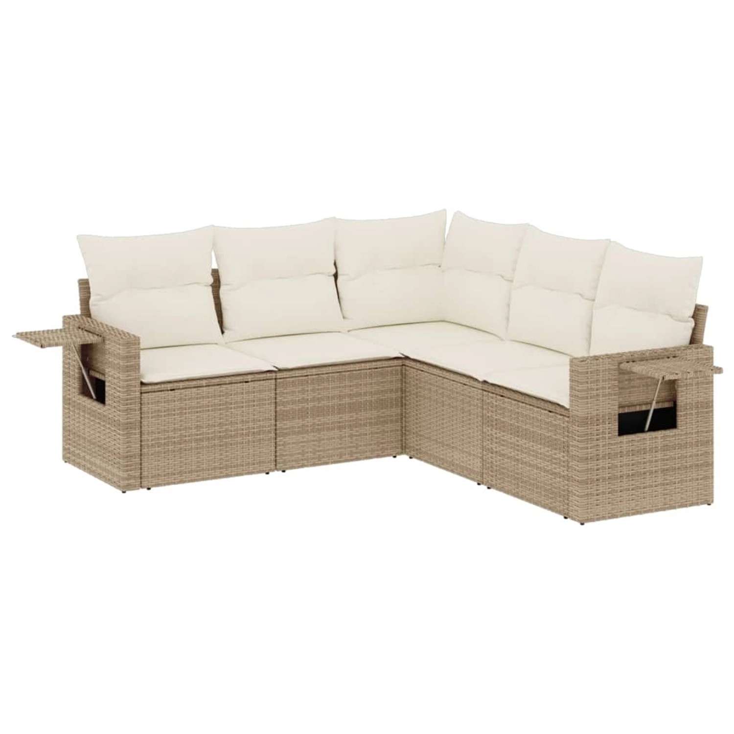 vidaXL 5-Tlg Garten-Sofagarnitur mit Kissen Beige Poly Rattan 3220147 günstig online kaufen