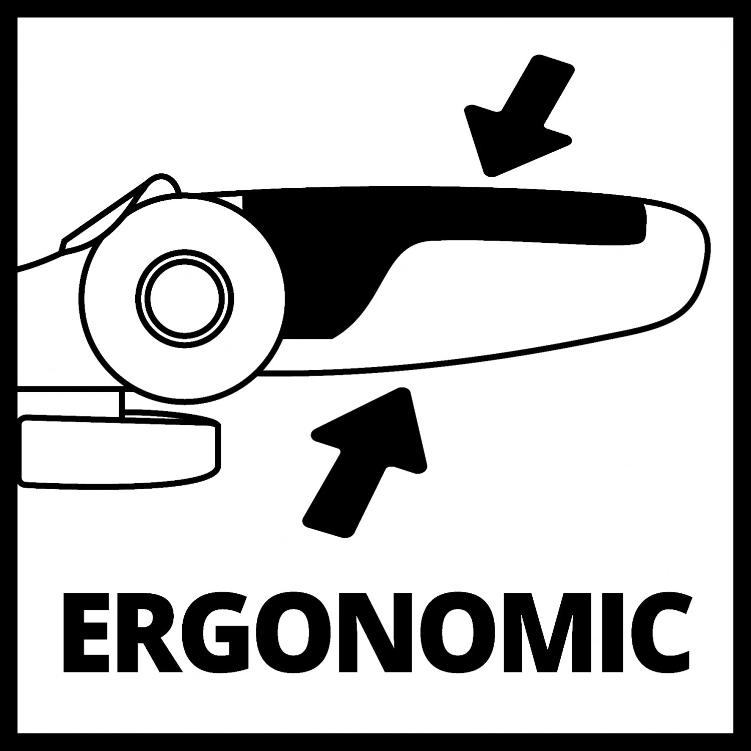 Symbol für ergonomisches Design des Einhell Winkelschleifers TC-AG 125/850.
