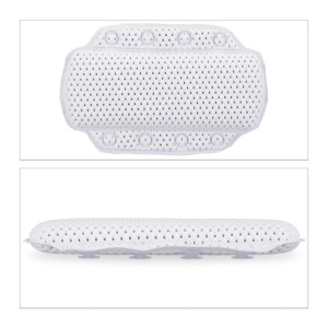Relaxdays Badewannenkissen PVC Schaum Weiß mit Saugnäpfen Rutschfest 30,5 cm x 19,5 cm x 3,5 cm 130 g