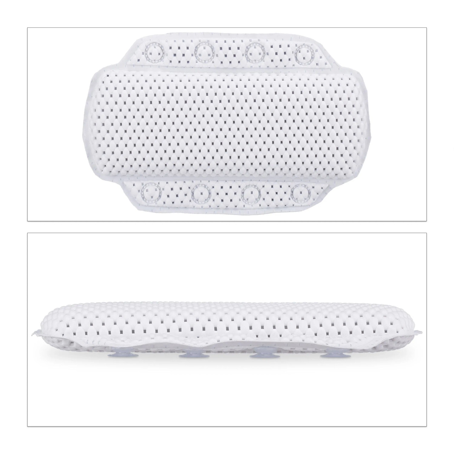 Relaxdays Badewannenkissen PVC Schaum Weiß mit Saugnäpfen Rutschfest 30,5 cm x 19,5 cm x 3,5 cm 130 g