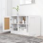 Weißes vidaXL Sideboard (120x30,5x70 cm) aus Holzwerkstoff mit Fächern und Türen.