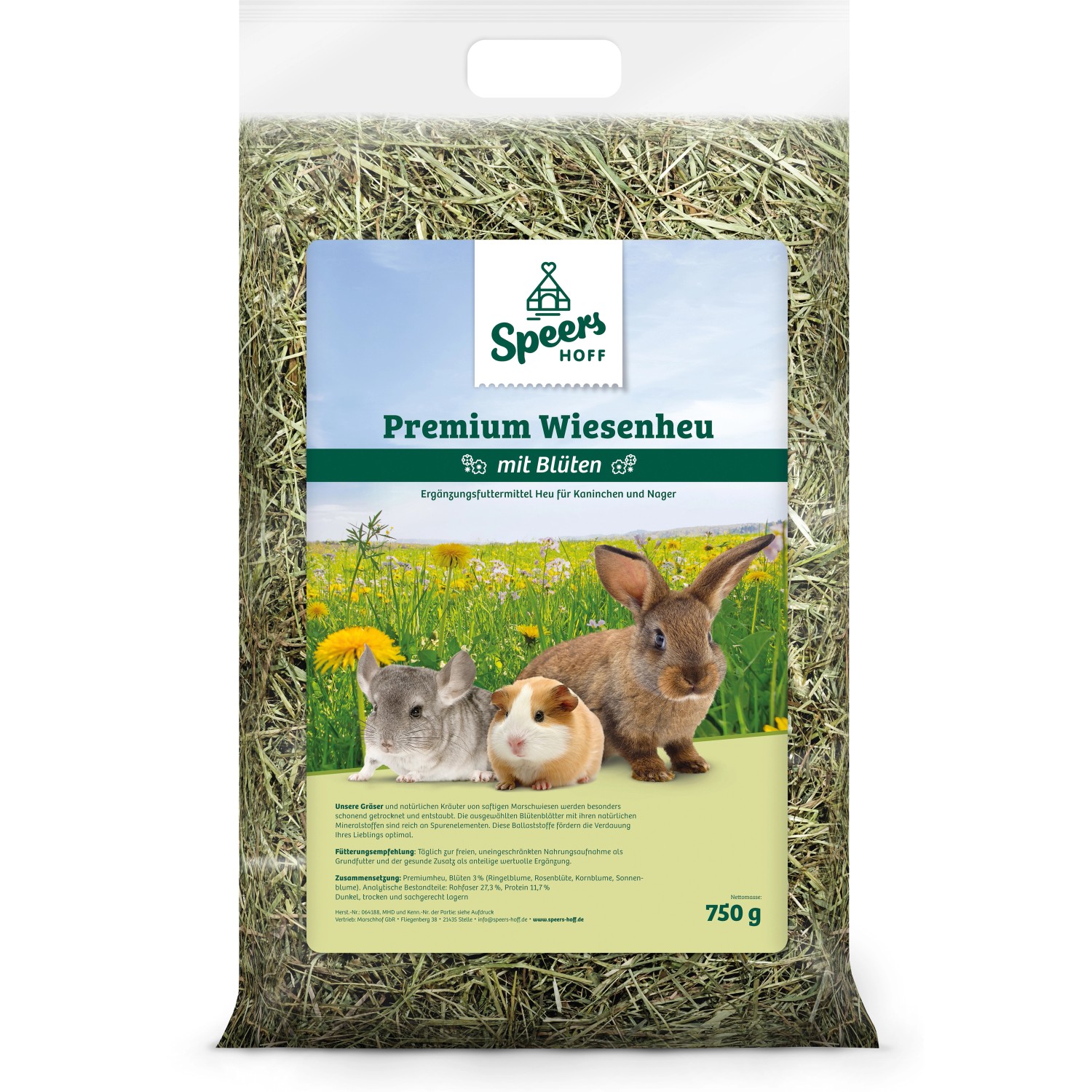 Speers Nager-Ergänzungsfutter Marschhof Premiumheu mit Blüten 750 g