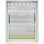 Graue Bestlivings Sky Gardine mit Raffoptik und Schlaufenaufhängung am Fenster.