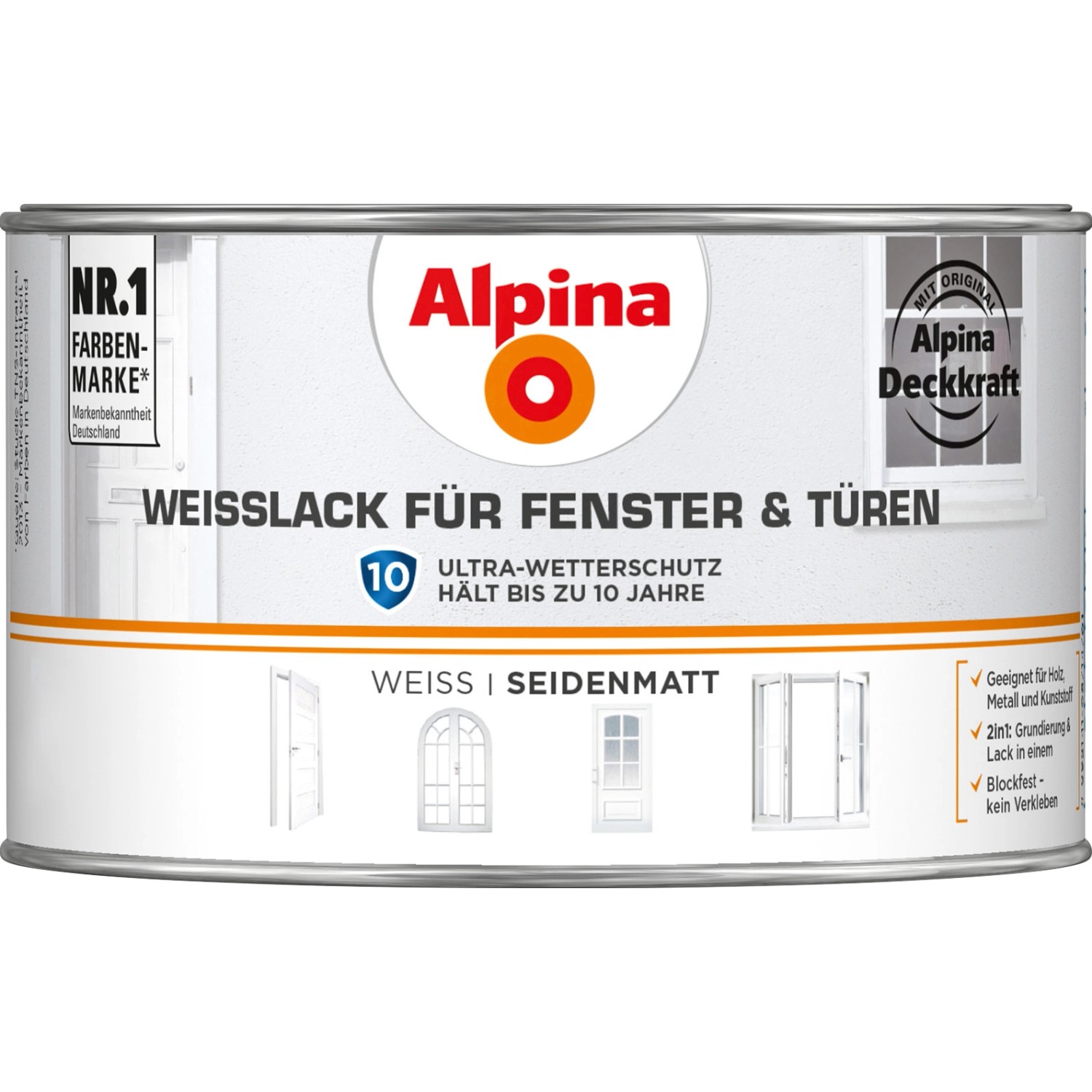 Alpina Weißlack für Fenster & Türen seidenmatt 300 ml