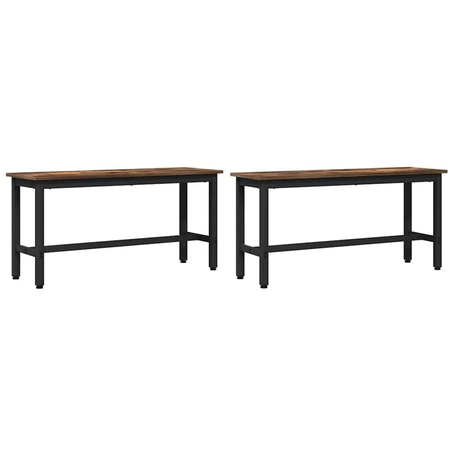 vidaXL Esstischbank 2 Stk Geräucherte Eiche 100 x 32,5 x 48,5 cm 873755