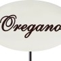 Emailleweißer Kräuterstecker mit Oregano-Aufschrift, 30 cm hoch, für Beet und Kübel.
