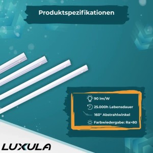LUXULA LED Unterbauleuchte 57cm 8W 720lm 4500K Neutralweiß Küchenbeleuchtung Schranklicht Erweiterbare LED Leiste